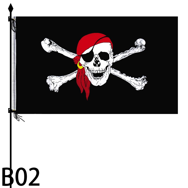 90* 154cm 1 stk piratflag kranium flag lærred header banner polyester med messing tyller halloween temafest udendørs dekoration: B02