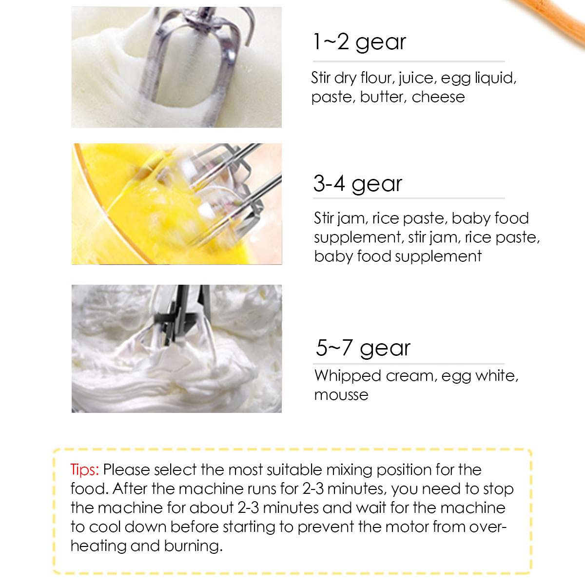 220V Electric Mixer Blender Automatic Food Mixer 7 Speed With 2Egg Beaters 2 Dough Hooks Handheld Mixer Dough Mixer Egg Beater