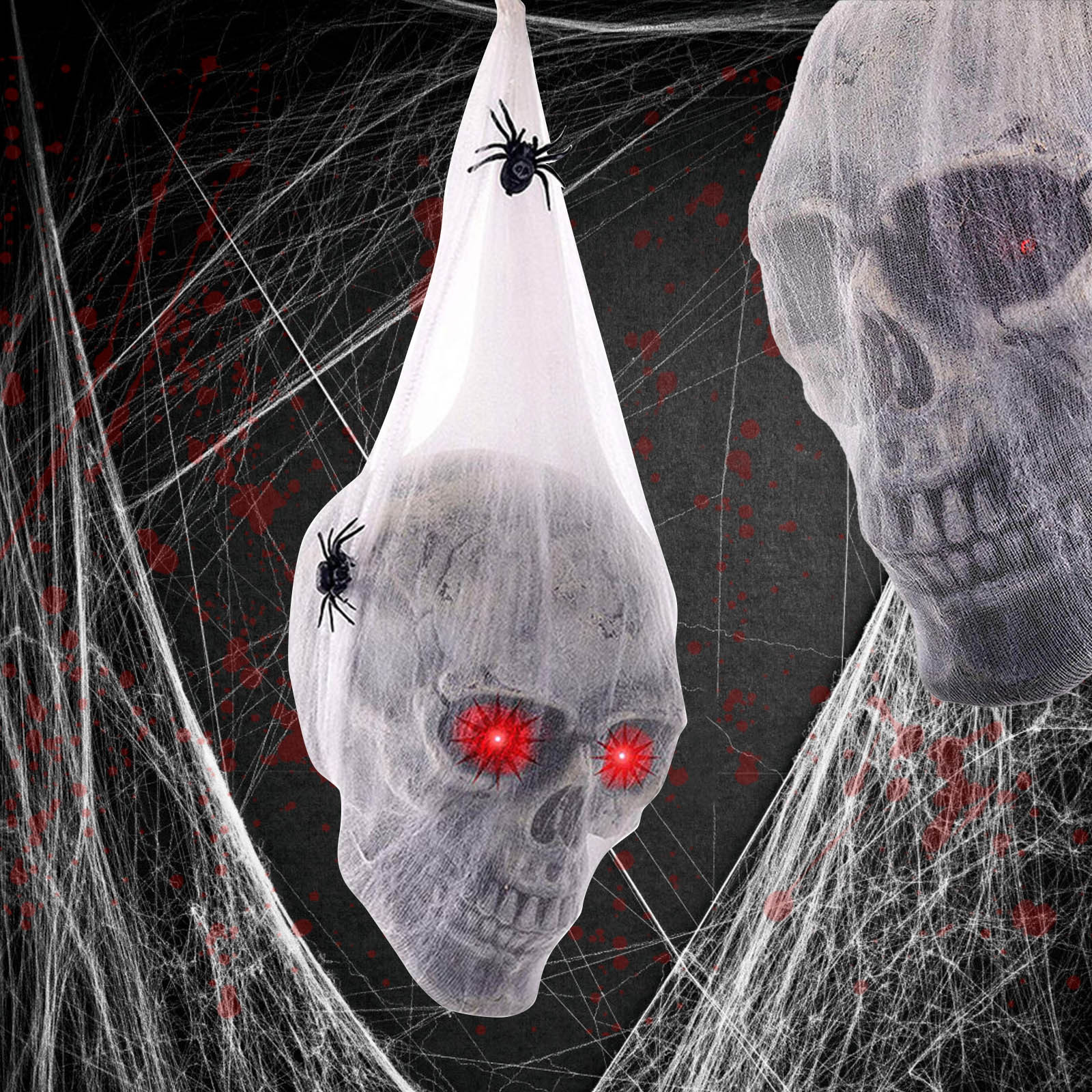 Simulado assustador quintal decoração horror brilhante som-controle crânio prop halloween atmosfera aterrorizante decoração suprimentos