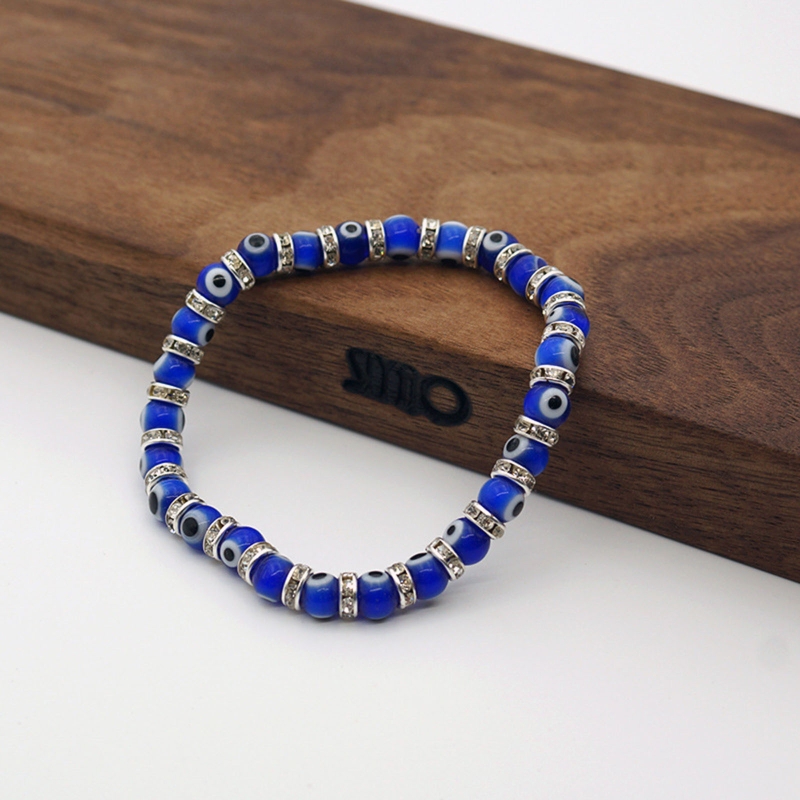 Branello di vetro turco buona fortuna protezione malocchio braccialetto elasticizzato per donna per Teen Rondelle distanziatore di cristallo impilabile
