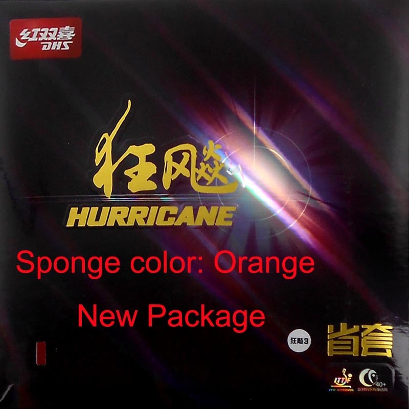 Dhs hurricane 3 provincial pips-in bordtennis pingpong gummi med orange svampepakke