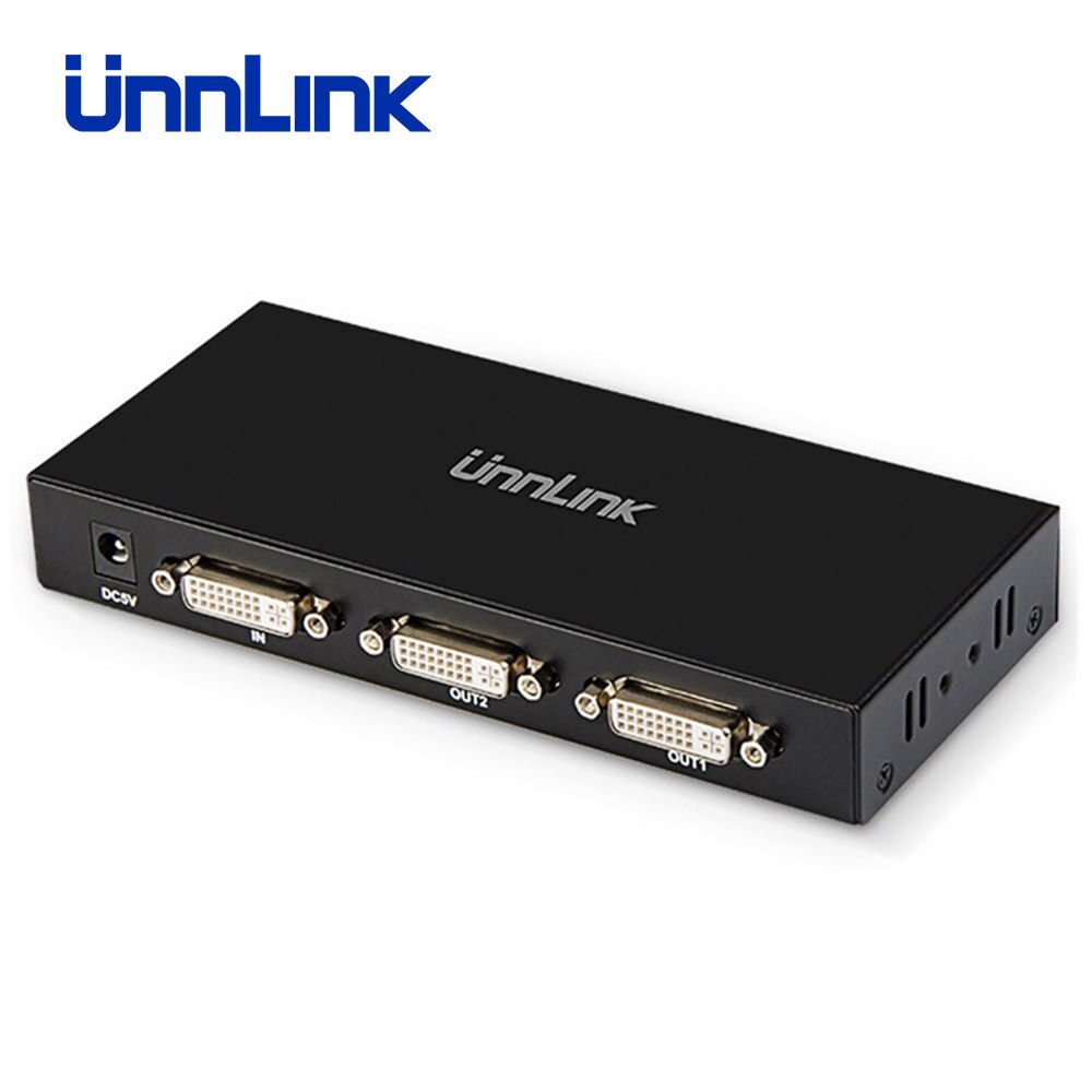 Unnlink DVI Splitter 1X2 DVI-D Distributor 1 In 2 Out UHD 4K @ 30Hz FHD 1080P @ 60Hz für Projektor Monitor Computer Grafikkarte