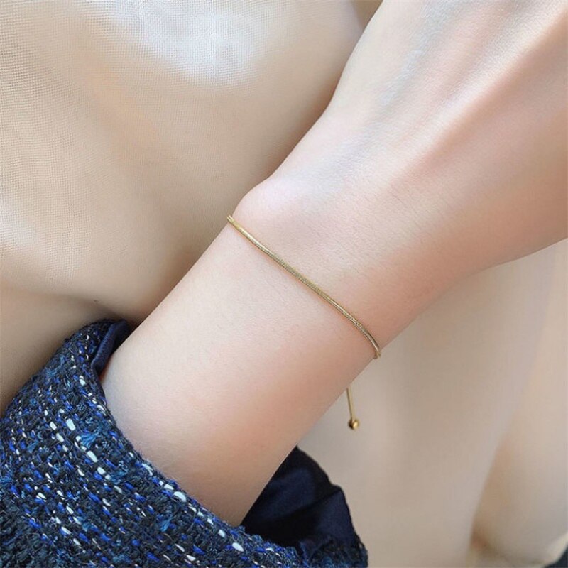 Erklärung Versenkbare Schlange Kette Armband Edelstahl Schmuck Minimalistischen Geometrische Handgelenk Armband Für Frauen Party