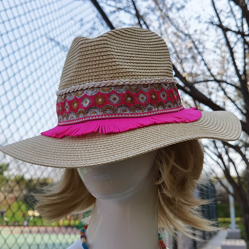 Spring style Women artificial Straw Hat Winter Autumn Wide Woman Panama Sombrero Cap for Party Go to Beach