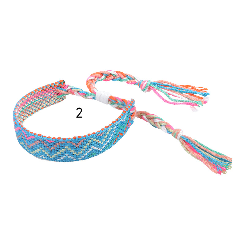 Nepal etnico tessuto braccialetto fatto a mano amicizia treccia corda tessuto cinturino a mano ricamo braccialetto nappe coppia Boho Wrap donna uomo: Bruno-rossastro
