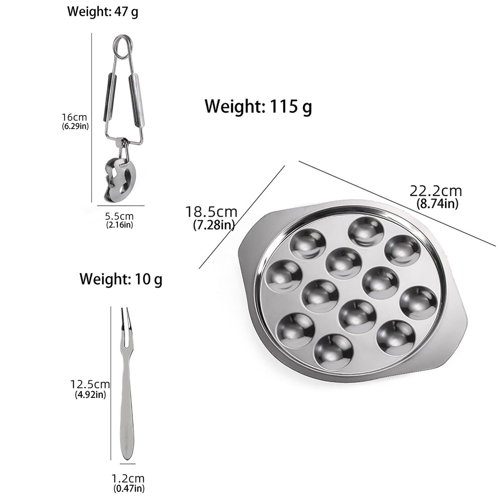 3PCS/ Set Snail Baking Dish Tools Kit Conch Shell Snail Cooking Board Stainless Steel Plate Tong Fork Cutlery Set Kitchen Gadget