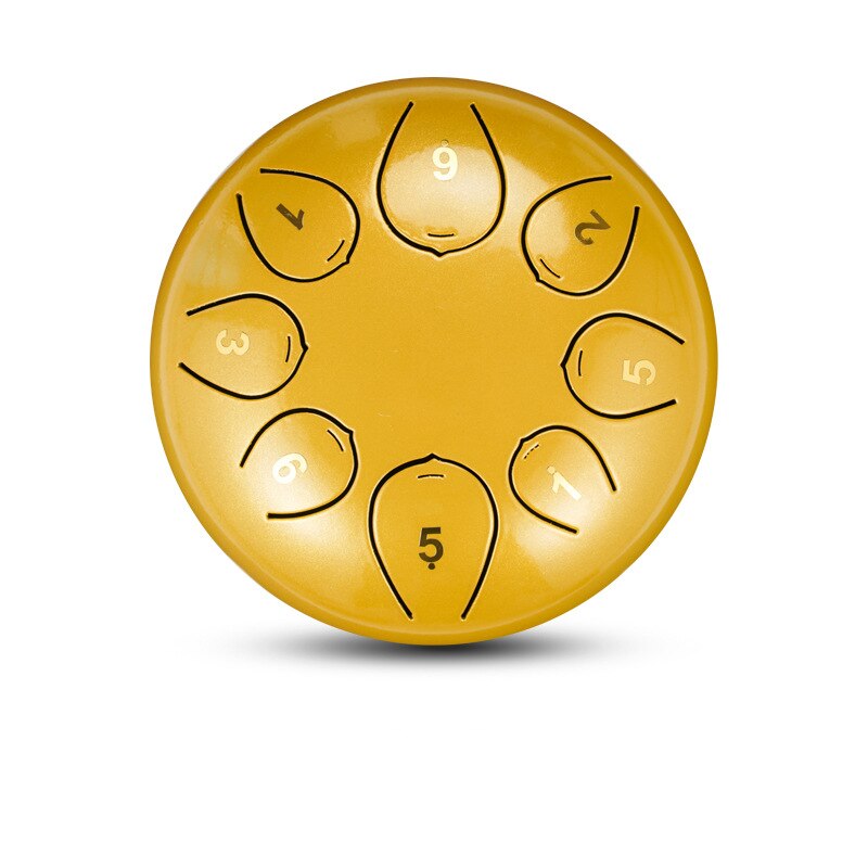 6 Inch Steel Tongue Drum 8 Tune Hand Pan Drum Tank Drum Kits With Drumsticks Finger Cots Carrying Bag Percussion Instruments: Gold