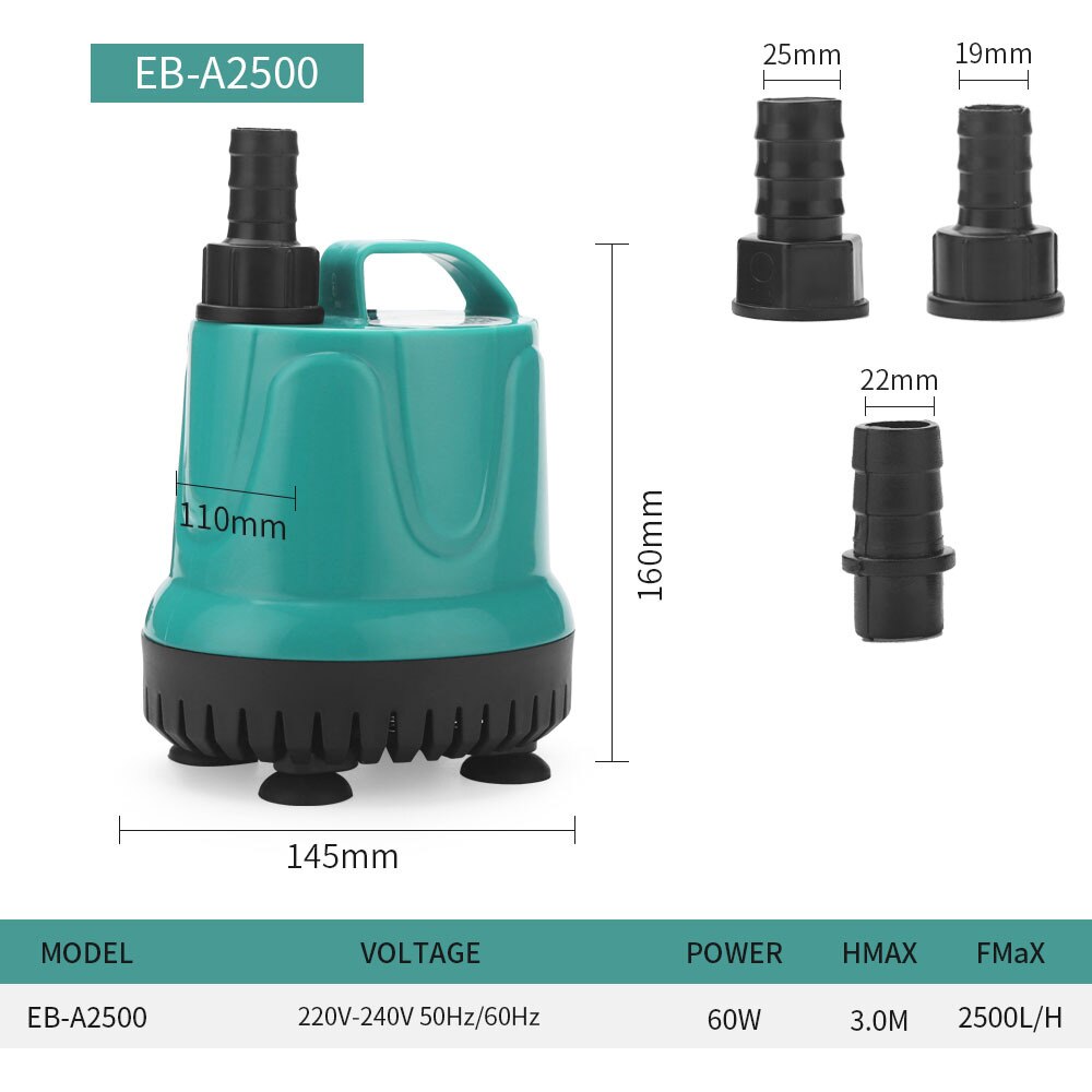 Fish tank water pump bottom suction aquarium pump bottom filter mute suction manure change water pump bottom suction pump: EBA2500 60W