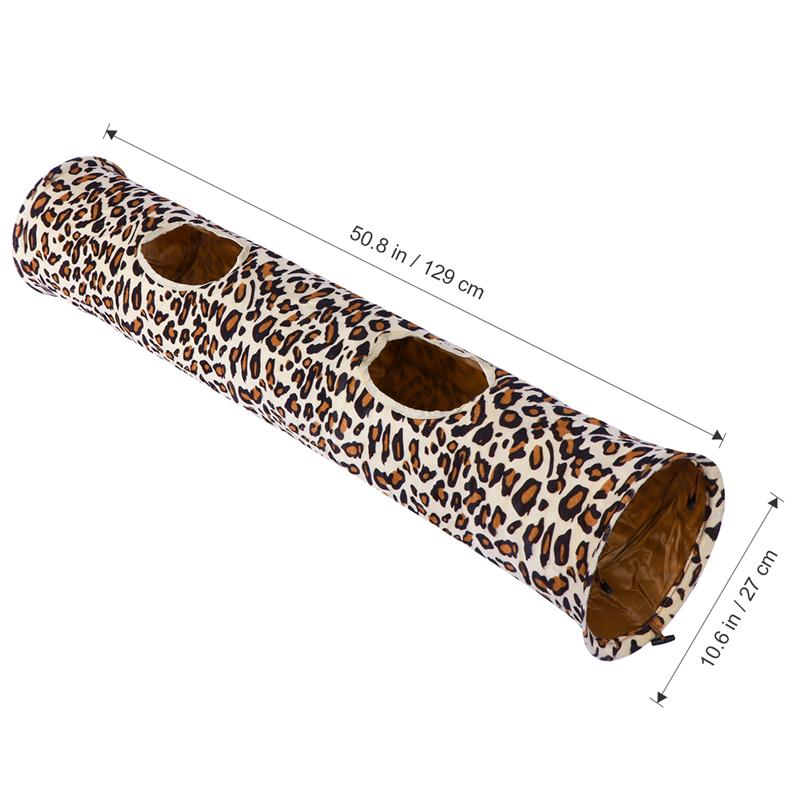 Bestomz leopard print pet tunnel lang kæledyr legetøj sammenklappelig tunnel pladsbesparende giftfri legetøj til hunde kat kaniner 120 x 25 cm
