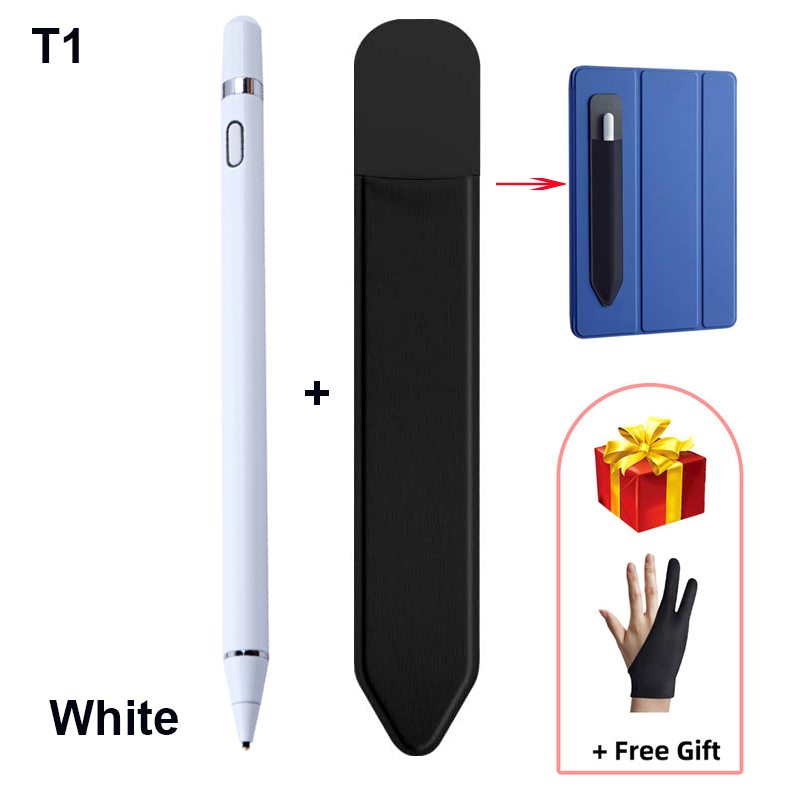 Universell aktiv stylus berøringspenn for nettbrett tegning android mobiltelefon for epleblyant 1 2 ipad penn for xaiomi lenovo huawei: Hvit tilleggsholder
