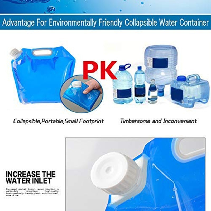 5l sammenklappelig nødopbevaringsbeholder bærepose bærbar sammenklappelig drikkevandspose lille mundhåndtag vandpose