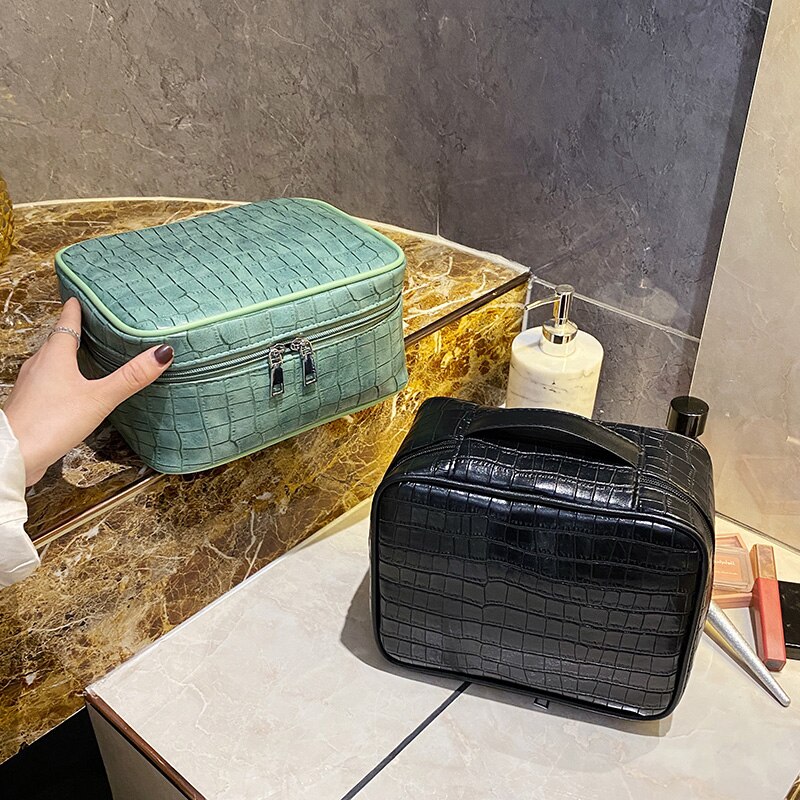 MUDUO-Bolso de viaje de cuero PU para mujer, organizador de maquillaje, neceser, , caja de cosméticos