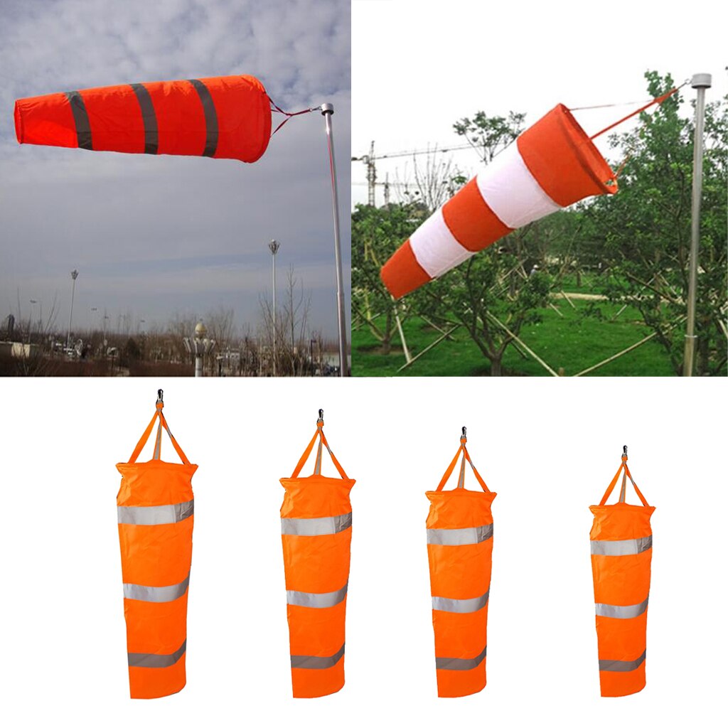 Airport Windsock Wind Cone 60,80,100,150cm Outside Wind Sock w/ Reflective Belts