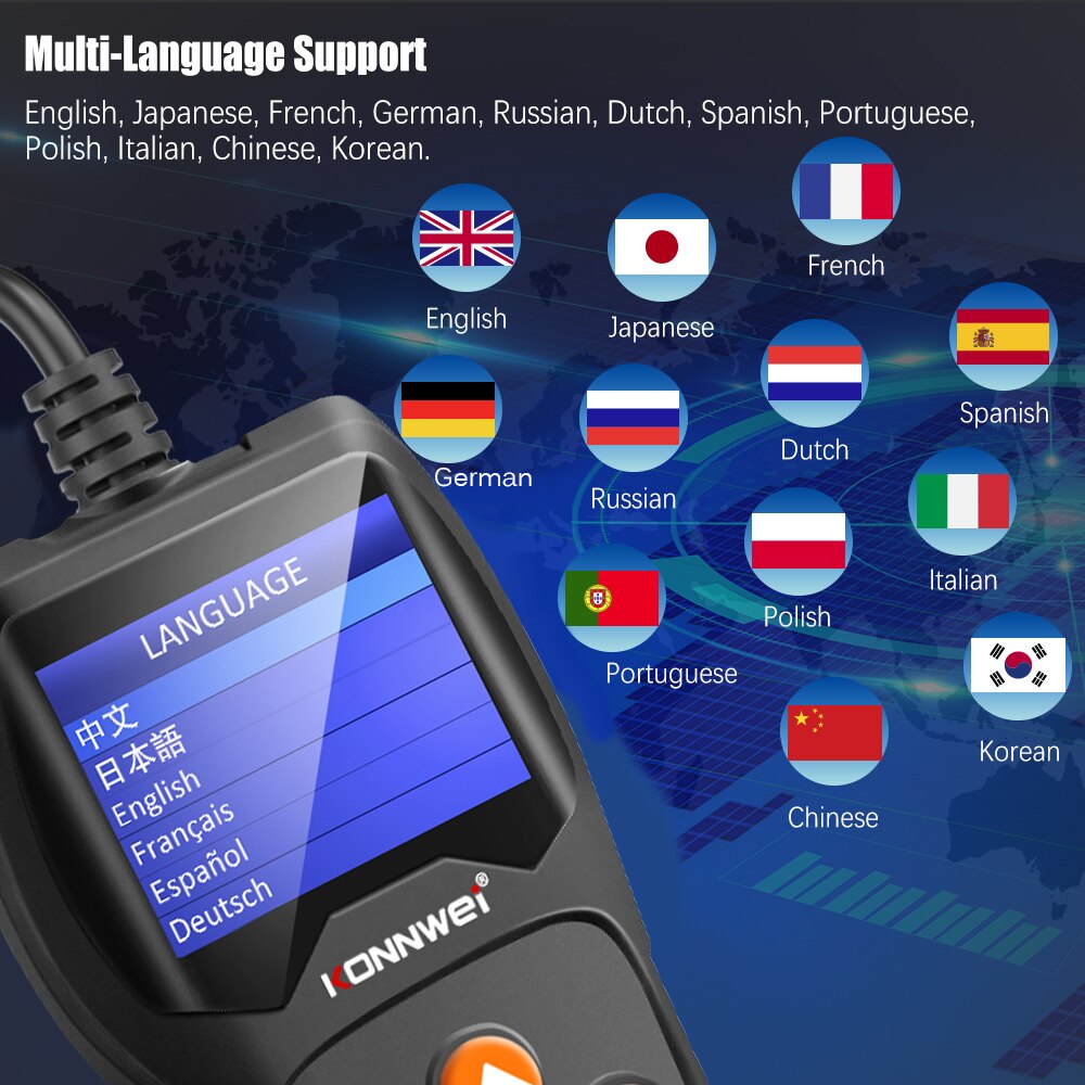 KONNWEI KW600 Auto Batterie Tester 12V Analysator 100 zu 2000CCA Prüfung Batterie Gesundheit/Fehler 12V Digitale Farbe bildschirm Auto diagnostizieren