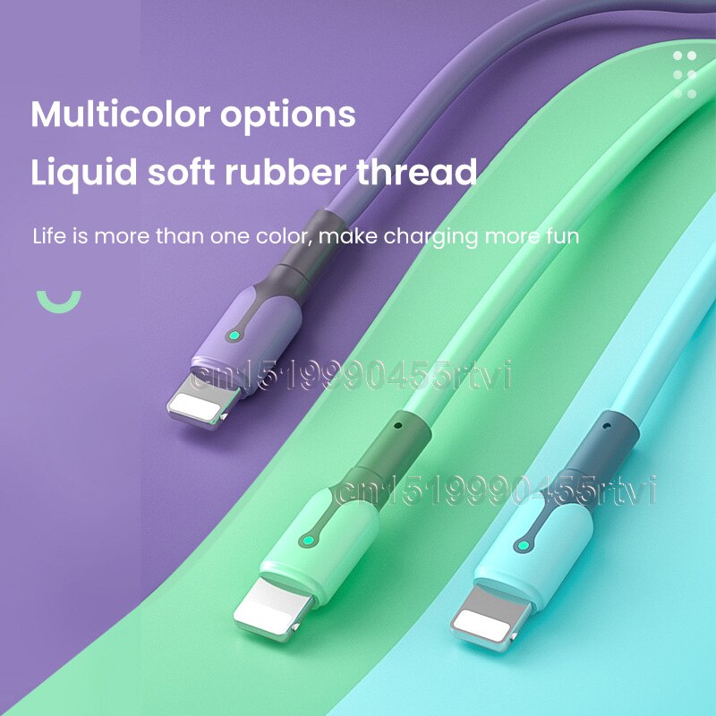 Zachte Verlichting Usb-kabel Voor Iphone 13 12 11 Pro Max Xr Xs 8 7 6 Ipad Snelle Data Opladen lader Usb Draad Koord Mobiele Telefoon Kabel