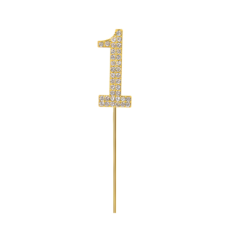 Glitter Alloy Rhinestone 0-9 Number Cake Toppers Gold Silver Digital Cupcake Topper Wedding Birthday Party Dessert Decorations: DEEP BLUE