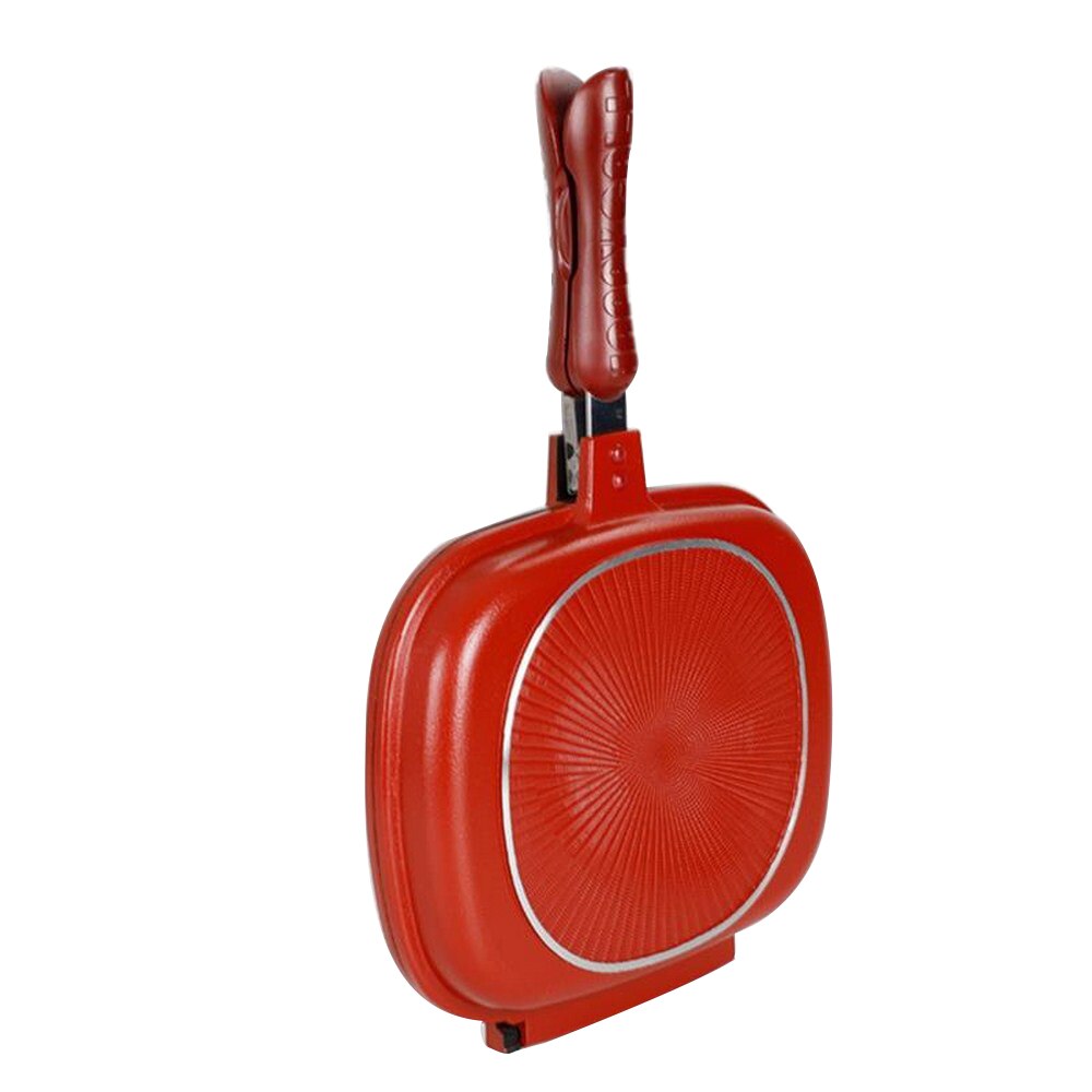 Non-stick Double-sided Frying Pan No Oil Splash Less Smoky Smell Wok Portable Double Sided Steak Frying Pan for Home Kitchen