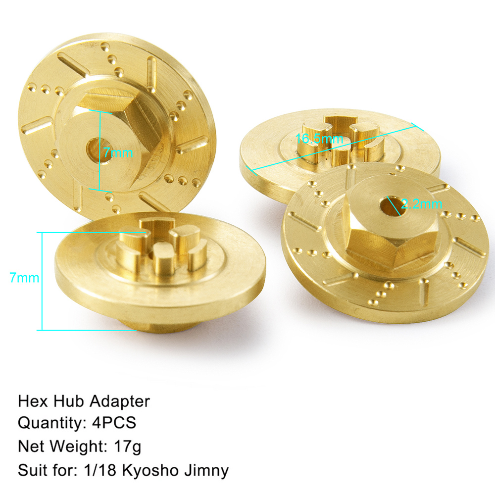 AXSPEED-Adaptador de cubo de rueda hexagonal de contrapeso de latón para coche teledirigido, amortiguador, torres, enlaces, neumáticos de goma para actualización de Kyosho Jimny 1/18: Borgoña
