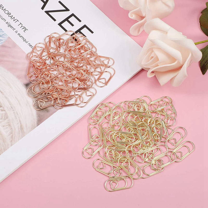 150 Pieces Cute Paper Clips Mini Clips Heart Shaped Paperclips Bookmark Clips for Office Supplier School