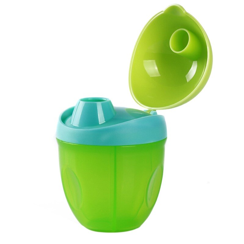 Bærbar madboks babyfodring mælkepulver dispenser container tegneserie enkelt gitter rum spædbørn mad opbevaring butik: Grøn