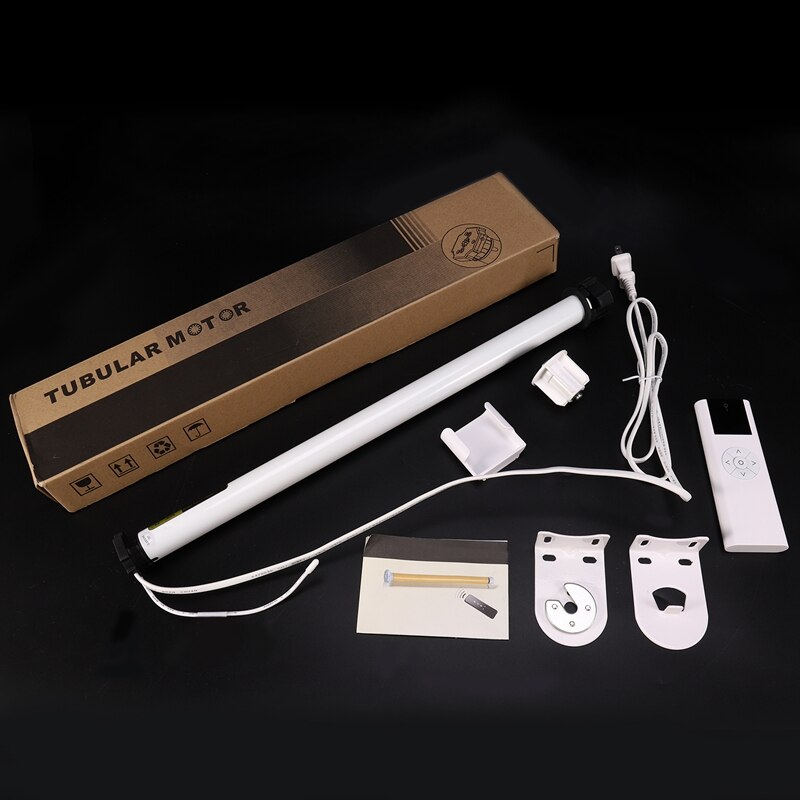 Juego de cortinas eléctricas, Motor eléctrico de cortina enrollable, Kit de Motor Tubular ciego, Control remoto (enchufe de EE. UU.), CA 100-240V