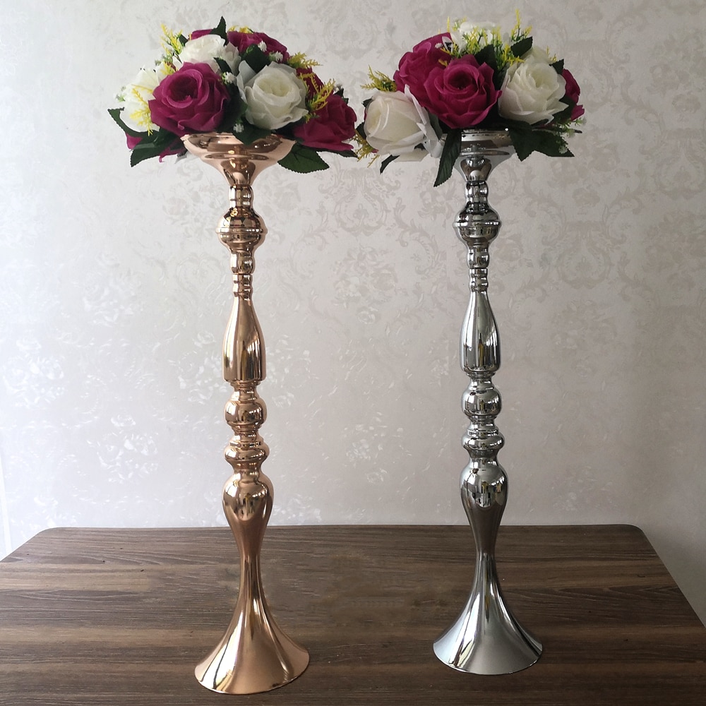 Candelabros IMUWEN de 60 CM/24 ", candelero de Metal, florero, mesa, centro de mesa, estante de flores para eventos, decoración de boda de plomo en el suelo