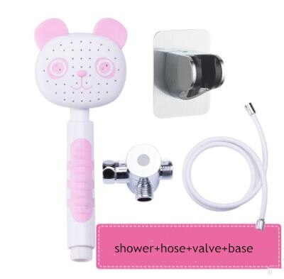 Kitchen Bathroom Sink Water Faucet External Shower Head Toilet Flush Extension Tap Small Nozzle Wash Hair Shower With Holder: pink panda set