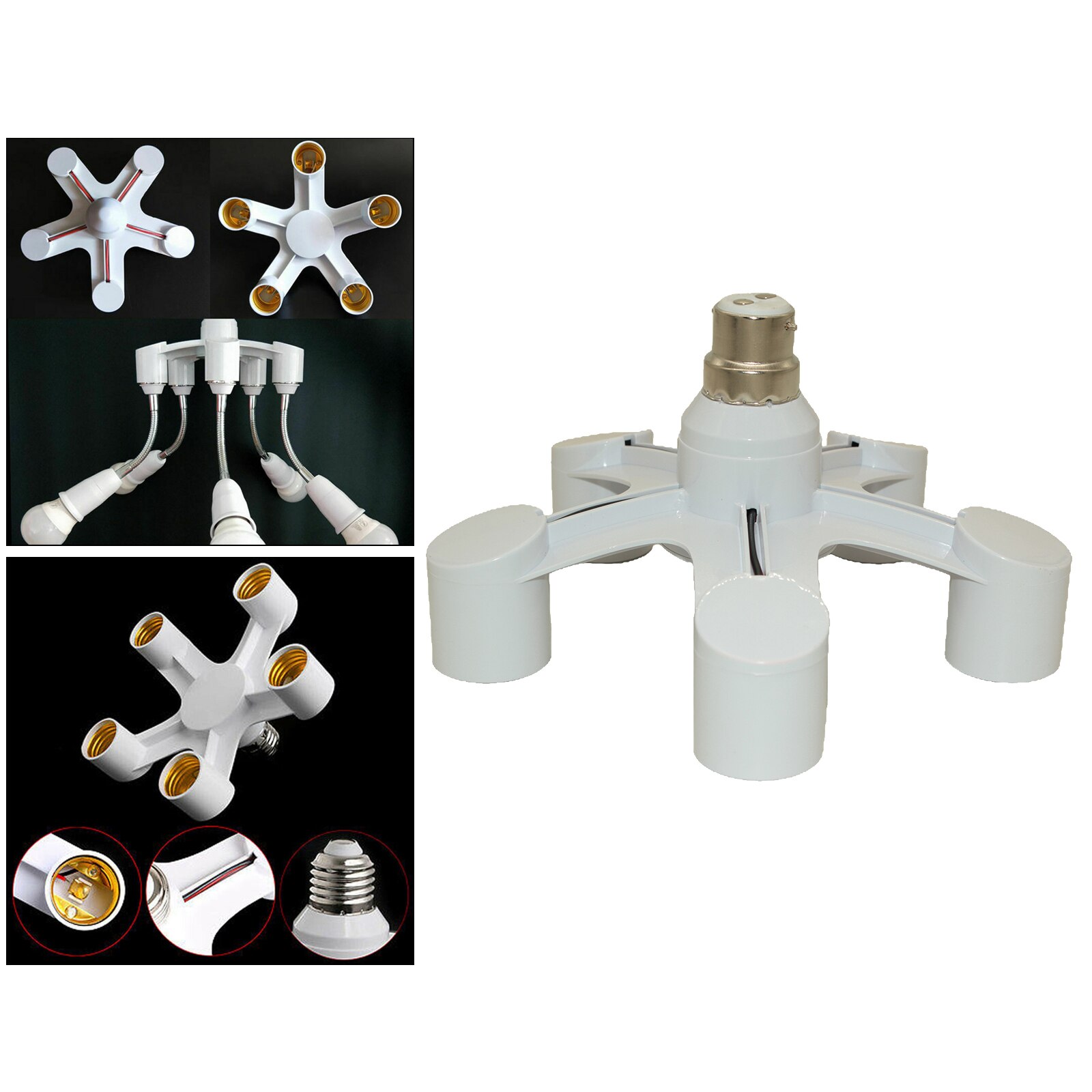 B22 to E27 Base LED Light Lamp Bulbs Sockets Adapter Splitter Converters