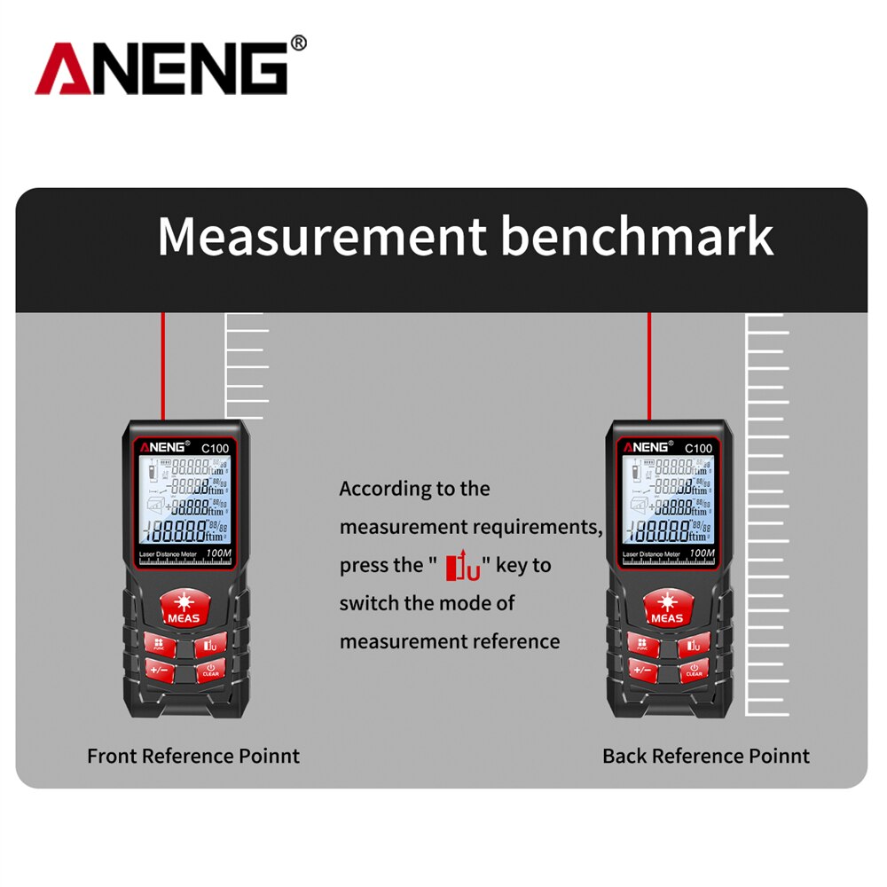 ANENG Distance Meter Infrared Rangefinder LCD Tape Range Finder Build Measure Device Electronic Ruler Test Tool C100