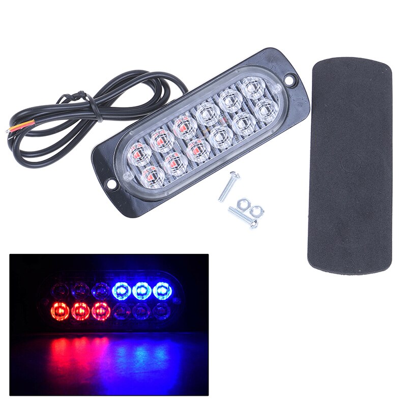 Rood/Blauw 12 Led Auto Strobe Light Emergency Politie Waarschuwing Lamp 18-Flash Model