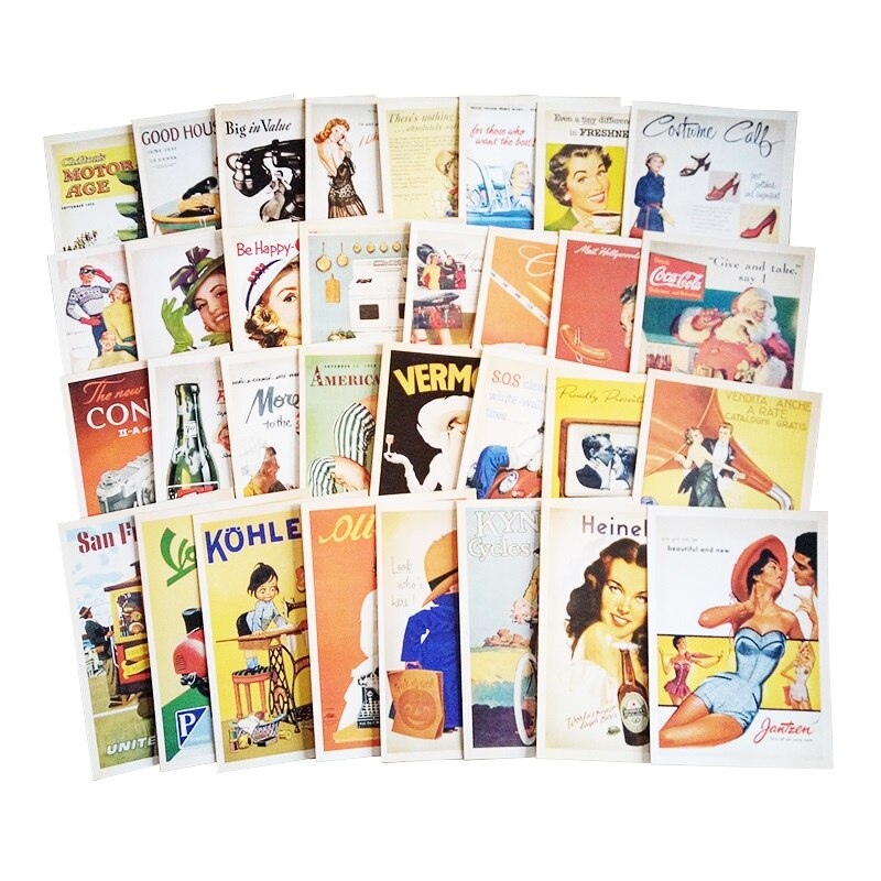Conjunto de 32 tarjetas de viaje Vintage con paisaje arquitectónico, set de tarjetas postales, tarjeta de de felicitación