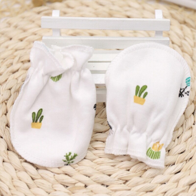 1 paire -né bébé fille/garçon Anti-saisir gant infantile dessin animé motif Protection visage coton Anti rayures gants