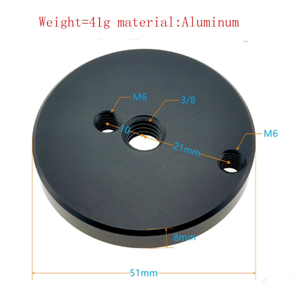 Camera interface of camera pan tilt base 3 / 8 screw hole M6 screw hole conversion nut tripod quick mounting plate base