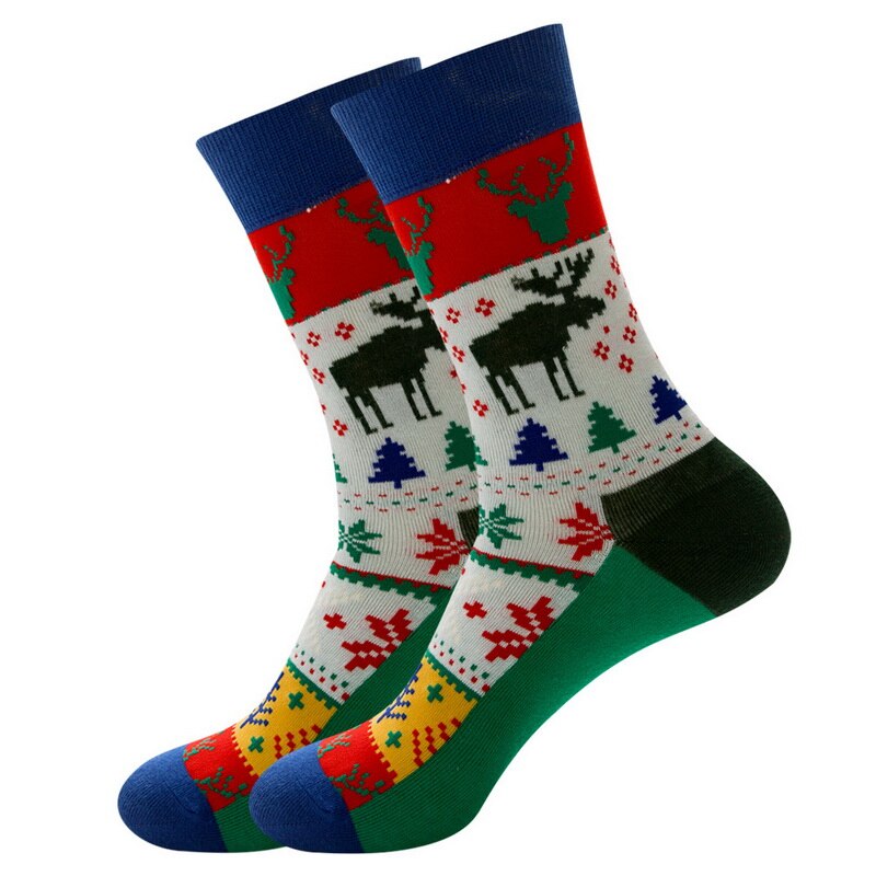 Árvore de natal neve elk presente algodão feliz homem meias novo 2020 outono inverno natal mulher meias engraçado ano novo papai noel: M208251J