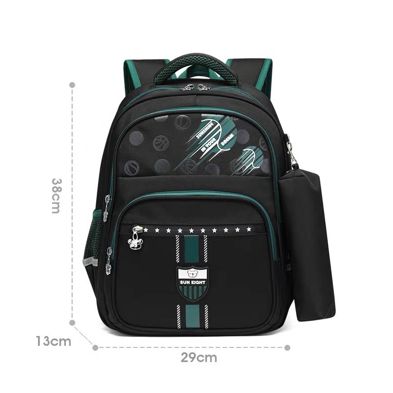 SONNE ACHT Erste Klasse Schule Rucksack Für Mädchen/jungen freundlicher Rucksäcke Grundschule freundlicher Tasche: Schwarz