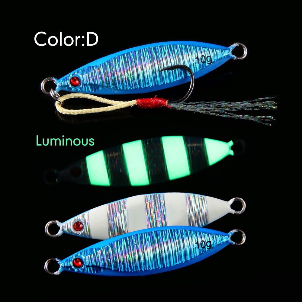Micro metal jig fishing lure light shore casting game lure 5g 10g Zebra Glow Rock jig: ColorD / 40mm5g