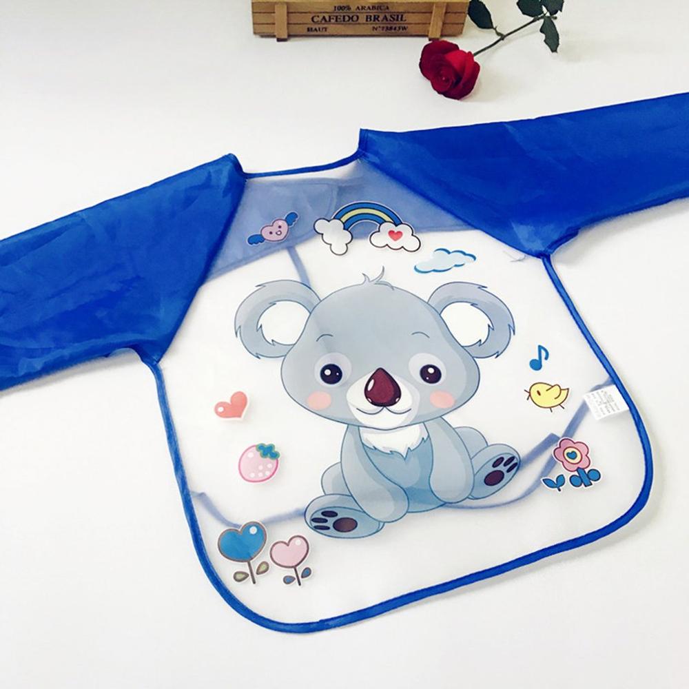 Roupa infantil bebê pinturas avental babadores jardim de infância comer descartável longo-mangas compridas impermeável babador botão traseiro