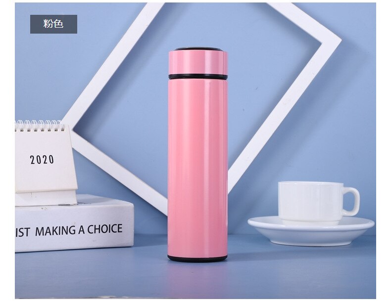 Bouteille thermos d&#39;eau chaude de 500 ml, flacon à thé ou café, sous vide, avec filtre en acier inoxydable 304, style sportif, tasse thermique, pour le bureau: pink
