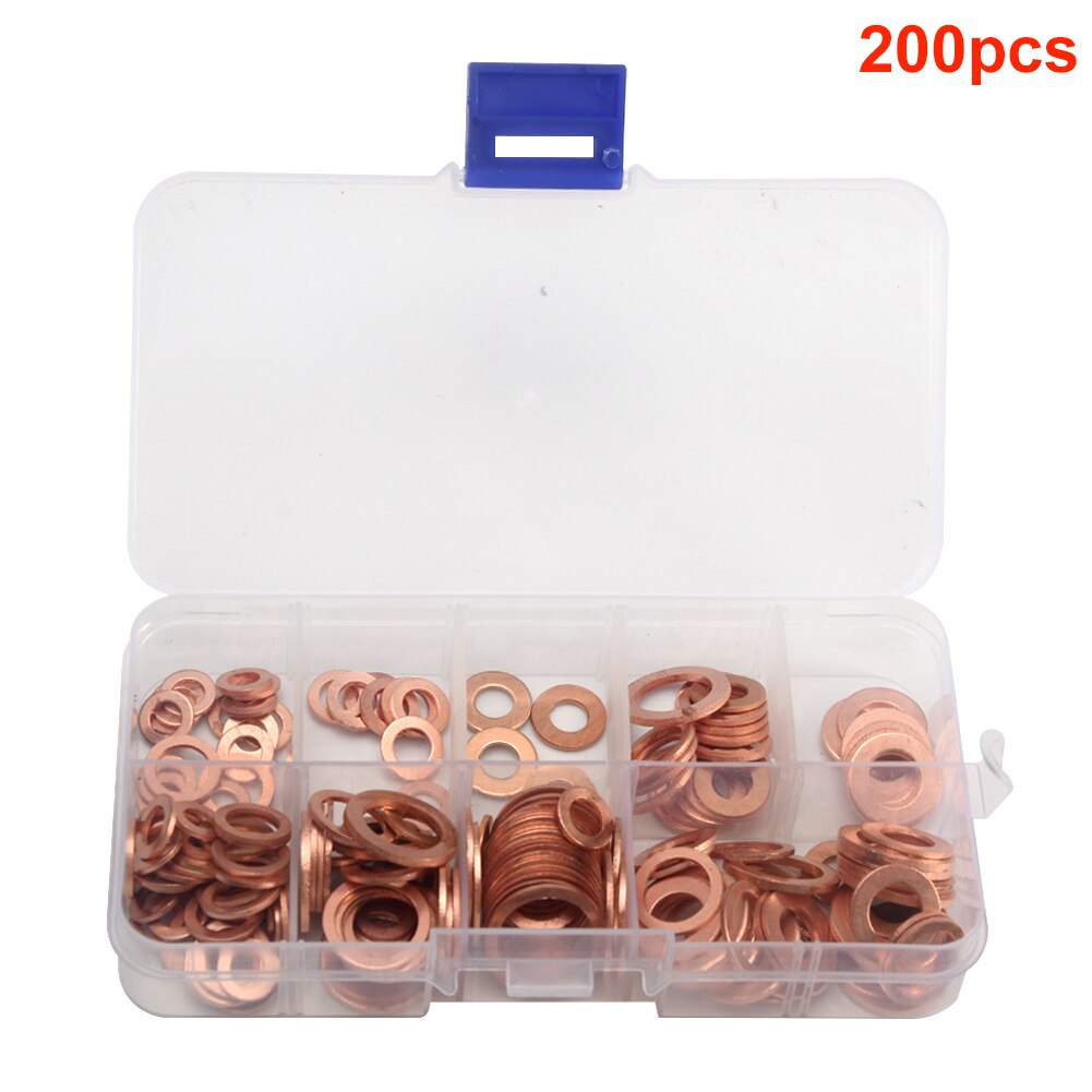 Copper Washer Gasket Nut and Bolt Set Flat Ring Seal Assortment Kit with box -M14 Electrical Woodworking Washers
