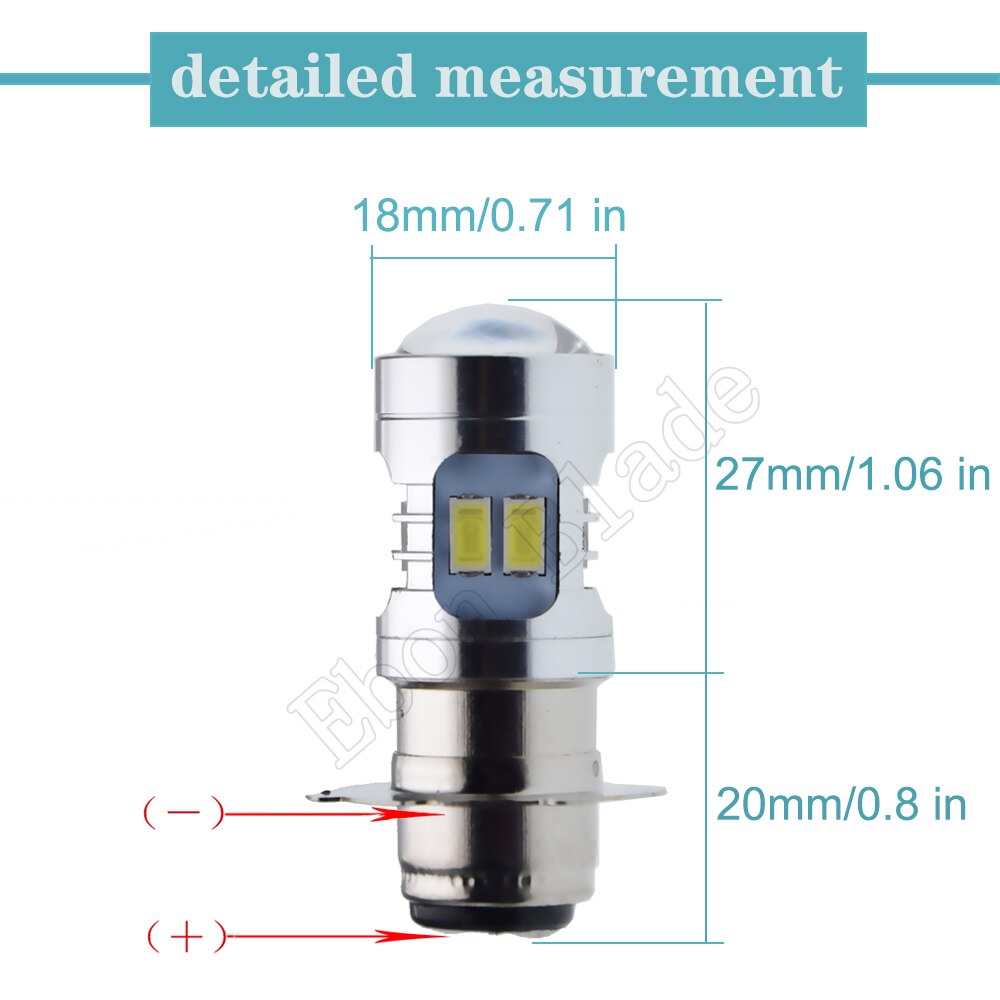 Bombilla de faro LED P15D-25-3 para motocicleta, faro delantero blanco de 6V-24V, 12SMD 5630, 1 Uds.