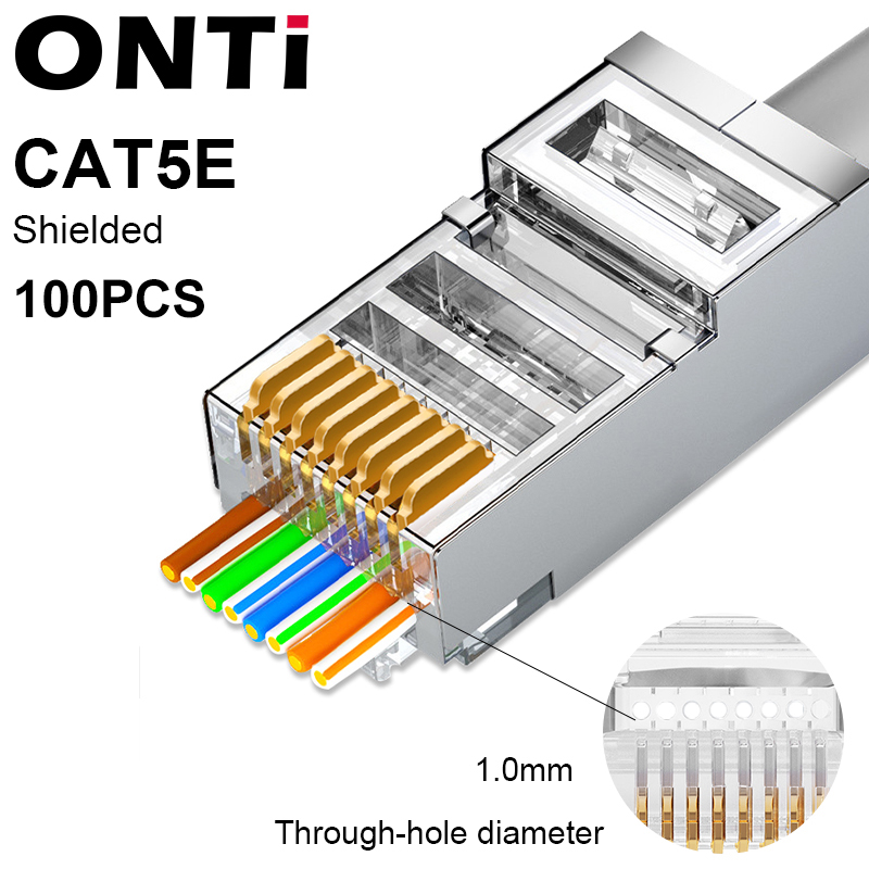Connecteur ONTi RJ45 Cat7/6/6A/5E, outil de sertissage RJ45 passant à sertir avec lame de rechange dénudeur de câble Ethernet: GRIS