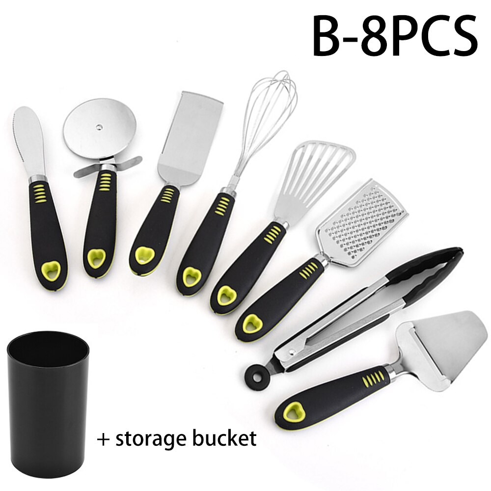 1 Set Kitchenware Set with Storage Box Kitchen Tools Baking Gadgets Essentials Stainless Steel Cooking Utensil Set: 8pcs