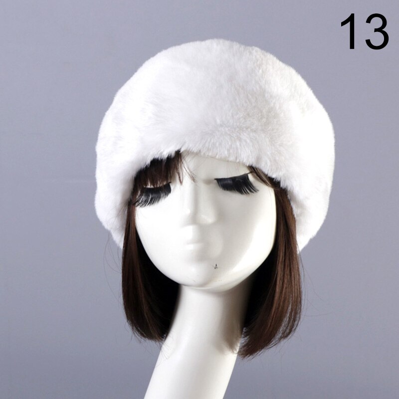 Winter Elastic Earmuffs Turban Thick Furry Hairband Fluffy Russian Faux Fur Women Fur Headband Hat Outdoor Earwarmer Ski Hats: 13