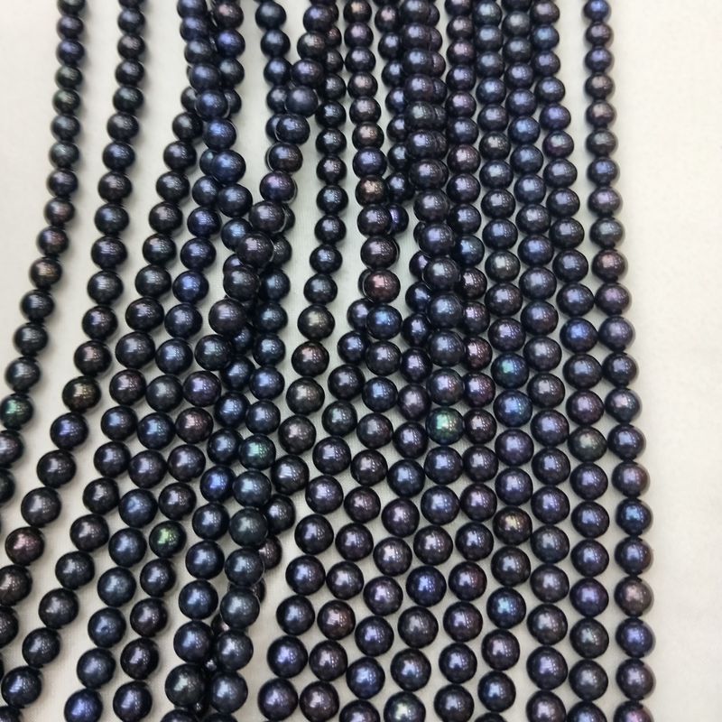 9-10mm Freshwater natural round black pearls strand beads peacock round pearls