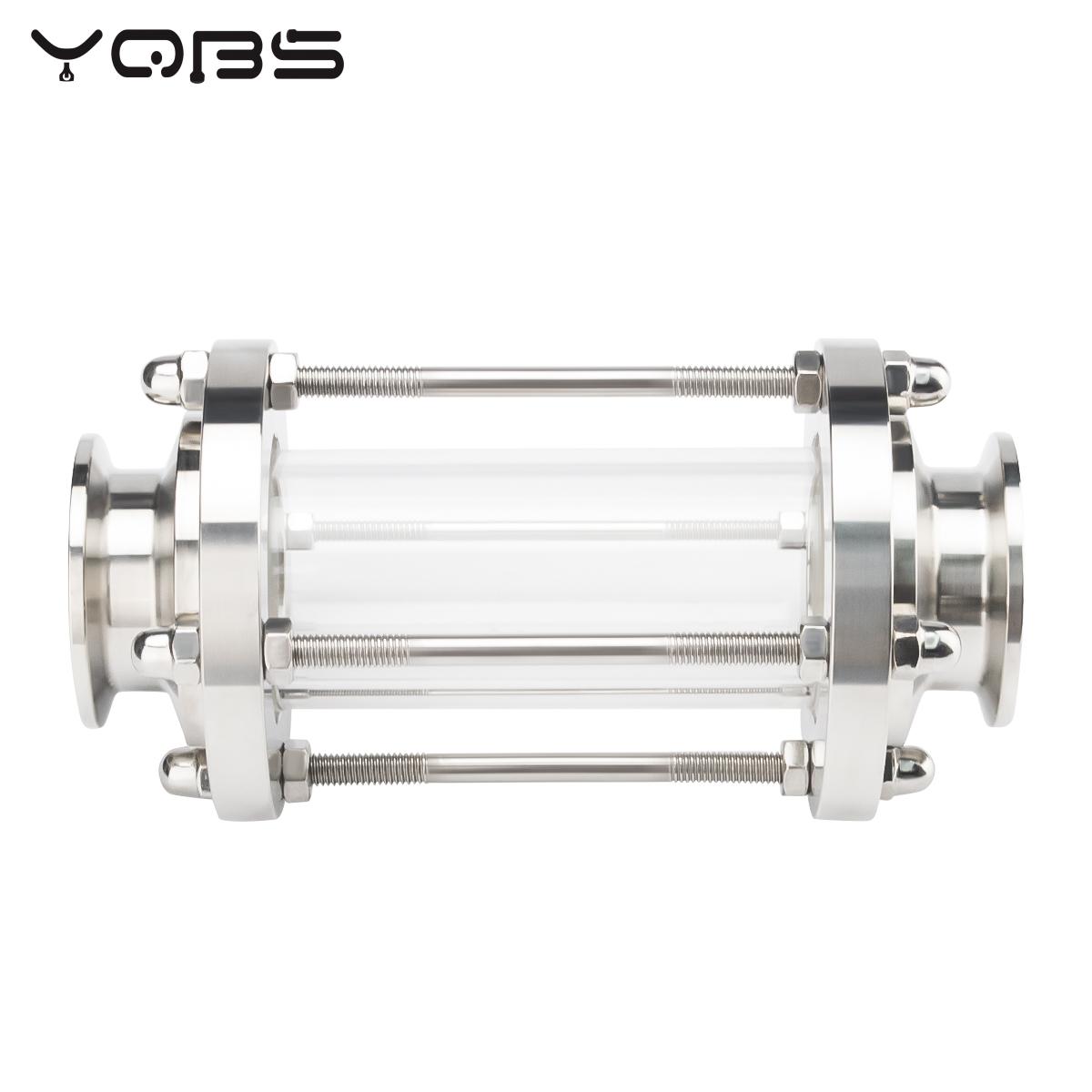Dioptrías de cristal de flujo sanitario YQBS, ajuste de 1,5 ", triple abrazadera, tubo de 38mm OD SUS 304, acero inoxidable para producto de diario casero