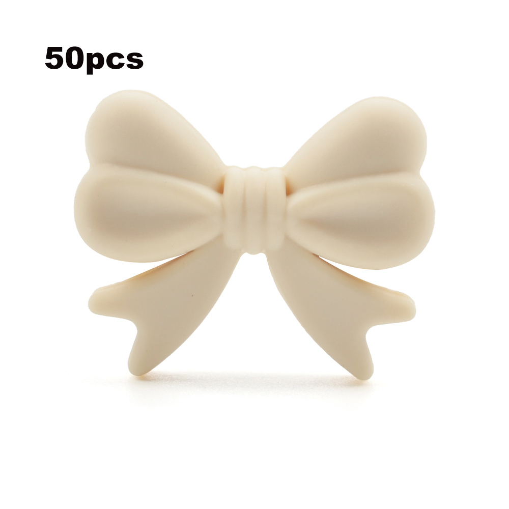 LOFCA – perles en Silicone avec nœud papillon, 50 pièces/lot, collier coloré, fabrication de bijoux, Bracelets, porte-clés, accessoires de bijouterie: green