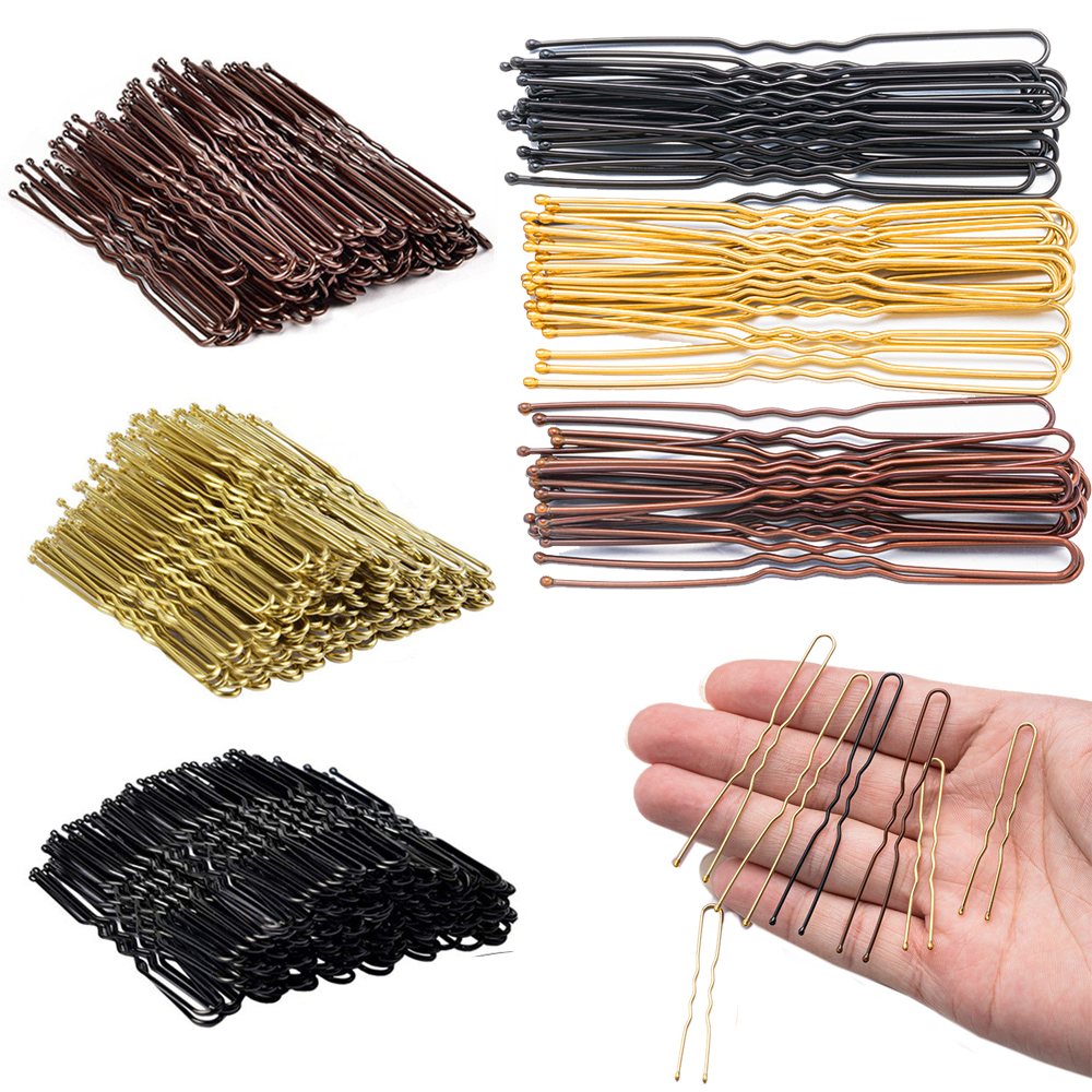 50 Uds 50/60/70mm Metal ondulado en forma de U horquillas para el cabello mujeres niñas boda peinado herramientas de estilismo accesorios al por mayor