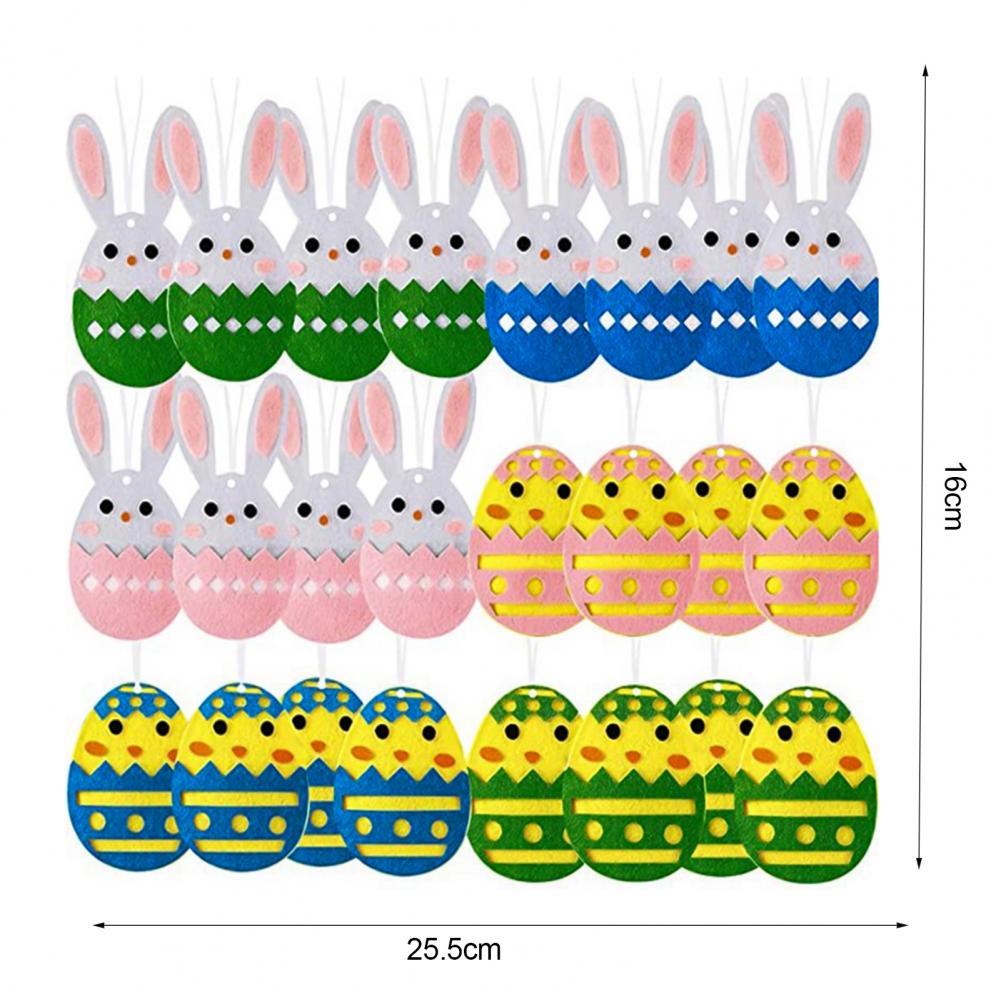 24 pz/set pendenti appesi di pasqua carino fai da te a forma di uovo coniglietto di pasqua pulcino appeso ornamenti in feltro Set per la casa