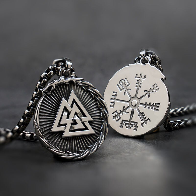 Retro Nordic Style Metal Celtic Knot Pendant Chain Necklace Men Classic Punk Amulet Jewelry: AL4132