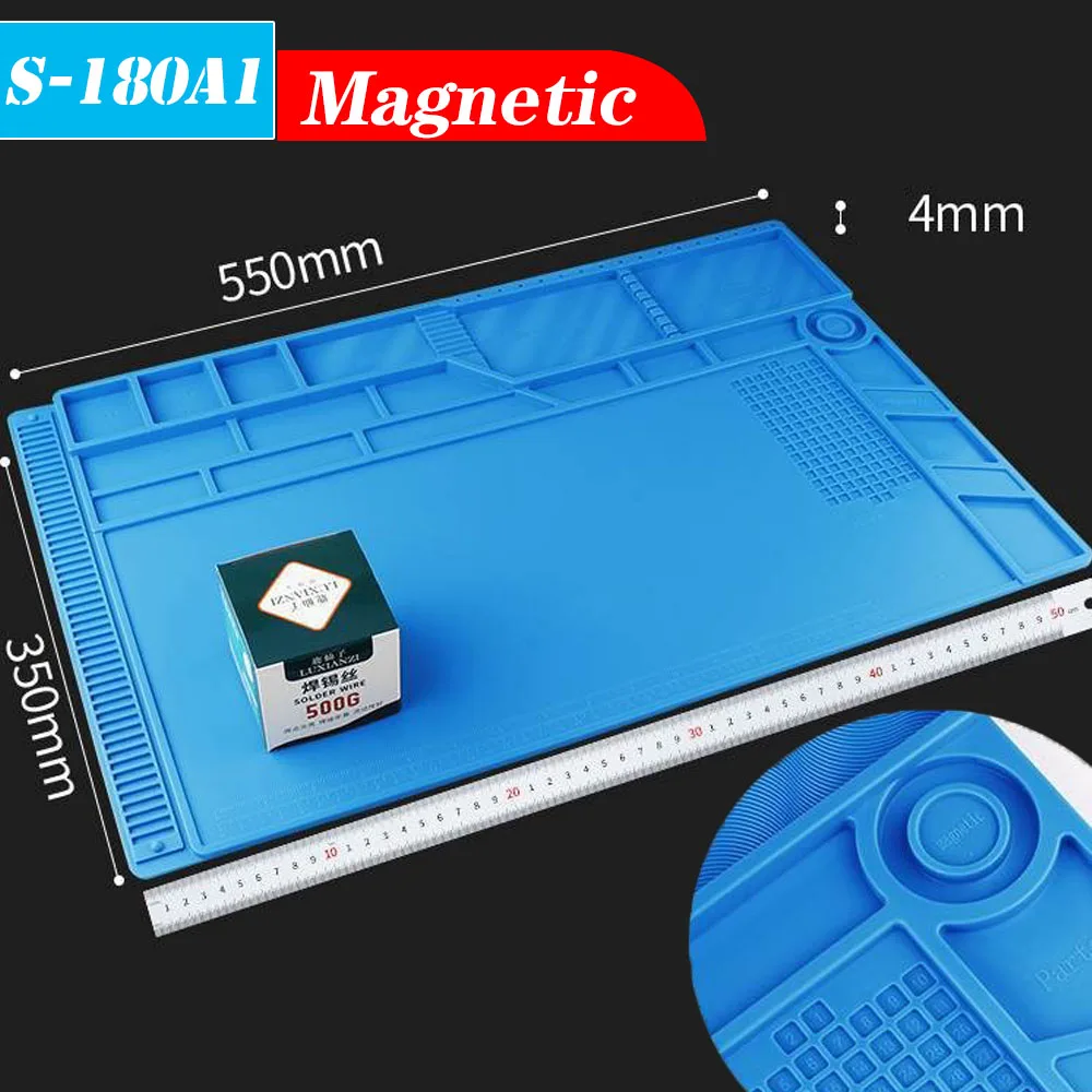 500℃ Heat-Resistant Soldering Station Silicon Mat Work Pad Desk Platform Welding Station for Electronic BGA Soldering Station: Silver